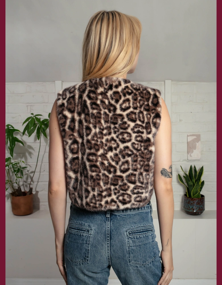 Edelweiss Faux Fur Gilet - Natural Leopard