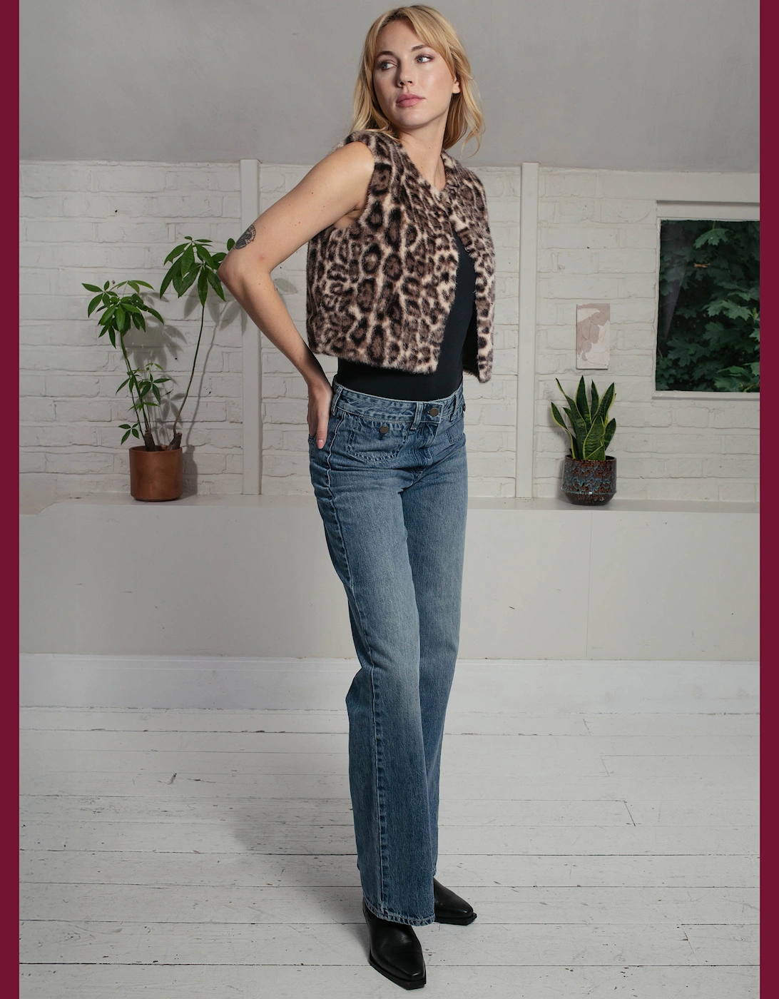 Edelweiss Faux Fur Gilet - Natural Leopard