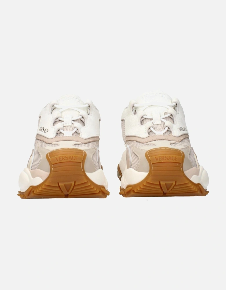 Leather Biker Jacket With Zipped Details Women - Beige Sneakers