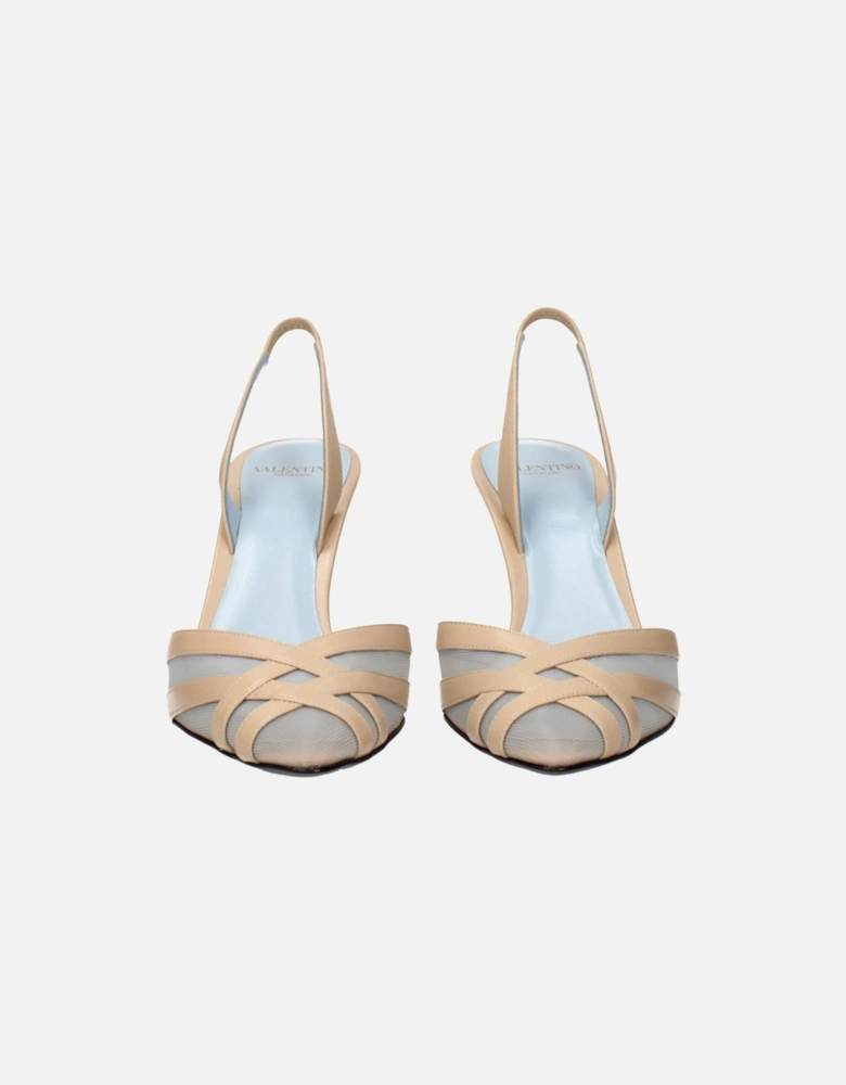 High-Waisted Straight-Leg Denim Jeans Women - Beige Sandals