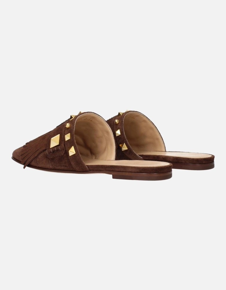 Leather Crossbody Bag with Chain Strap Women - Brown Sandals