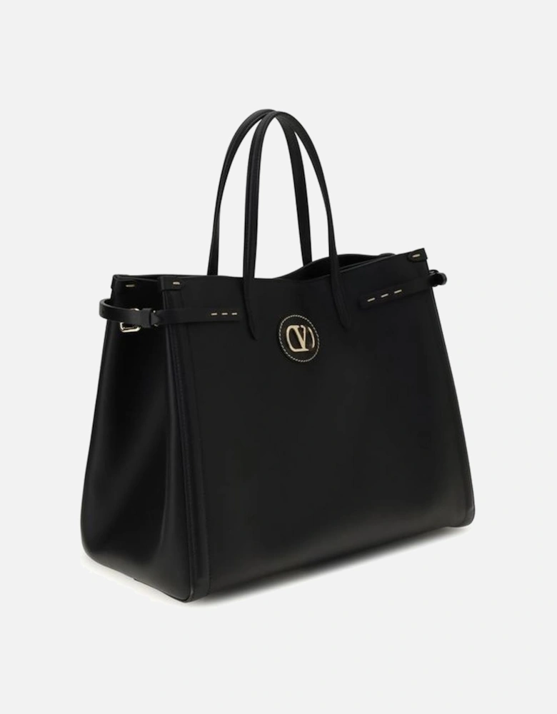 Leather Embossed Logo Tote Bag Women - Black Handbags