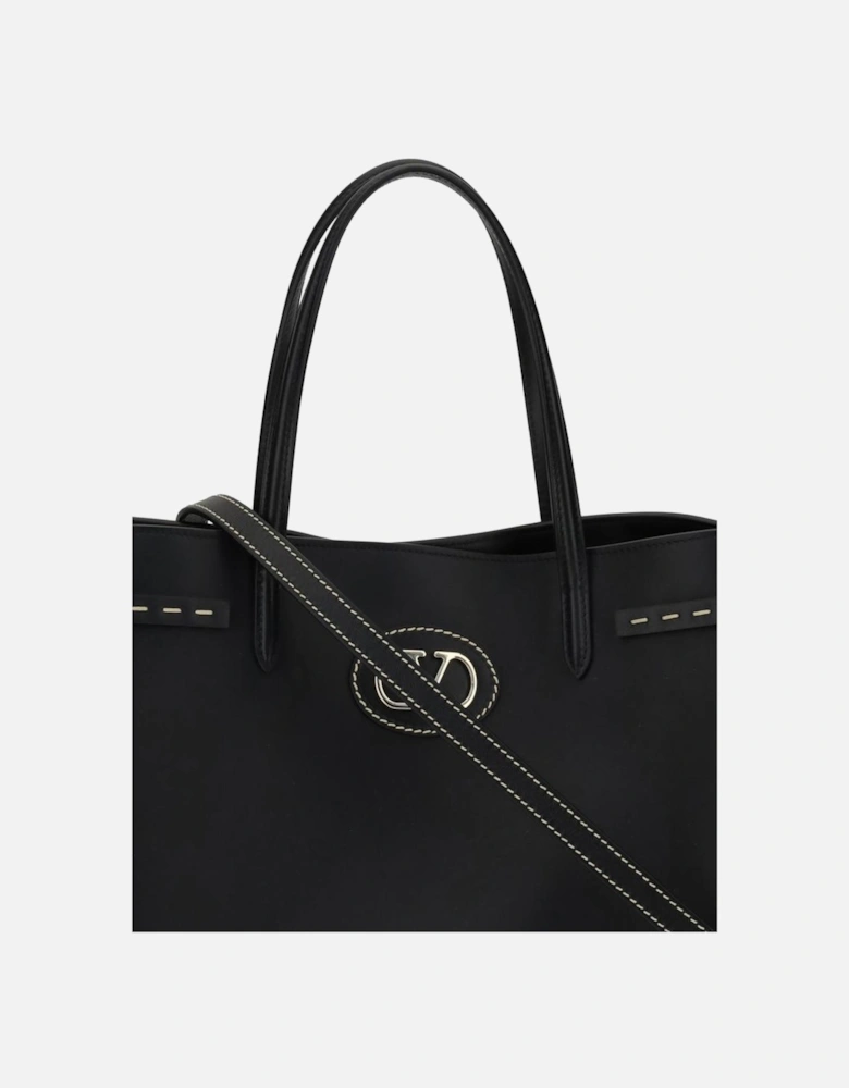Leather Embossed Logo Tote Bag Women - Black Handbags