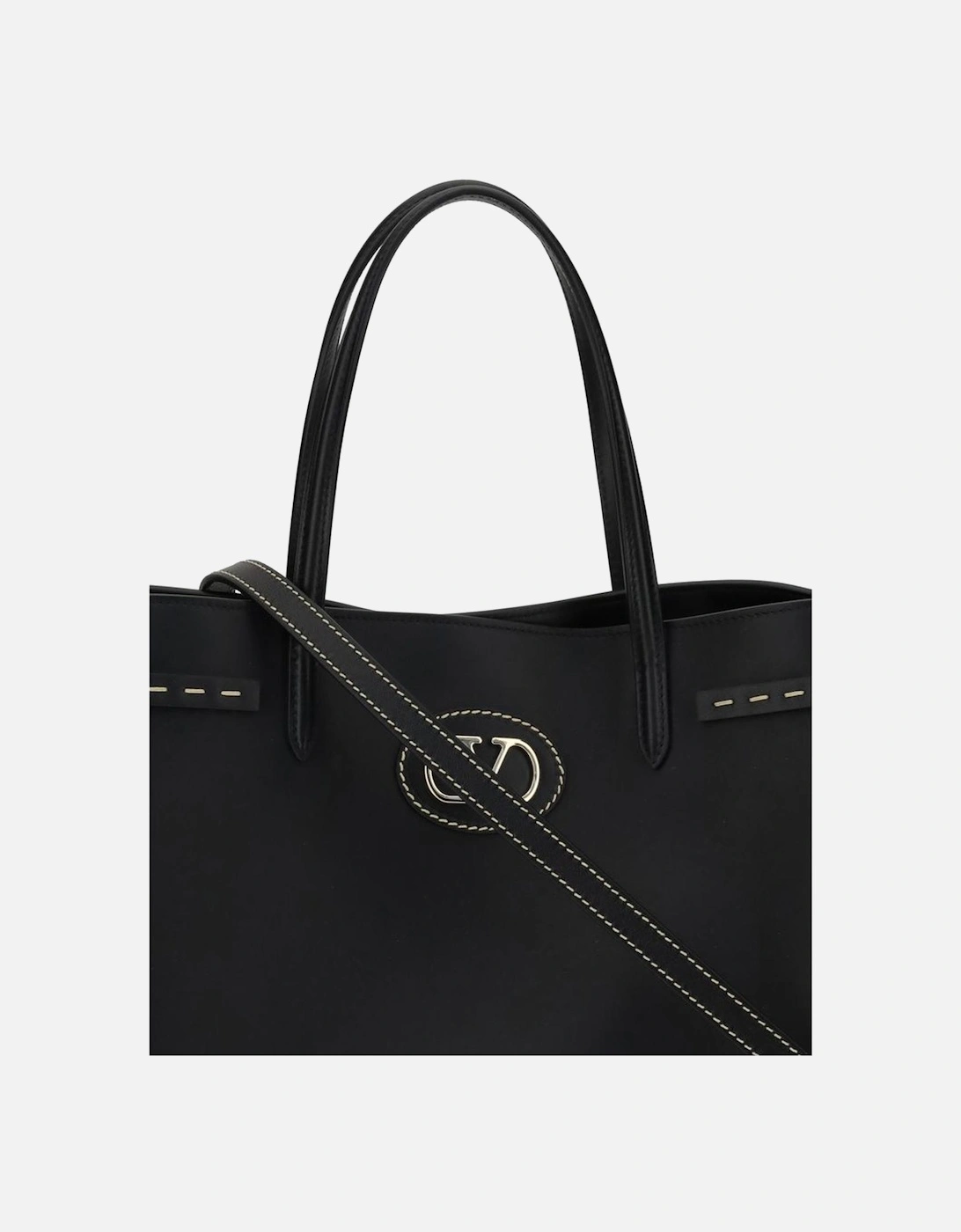 Leather Embossed Logo Tote Bag Women - Black Handbags