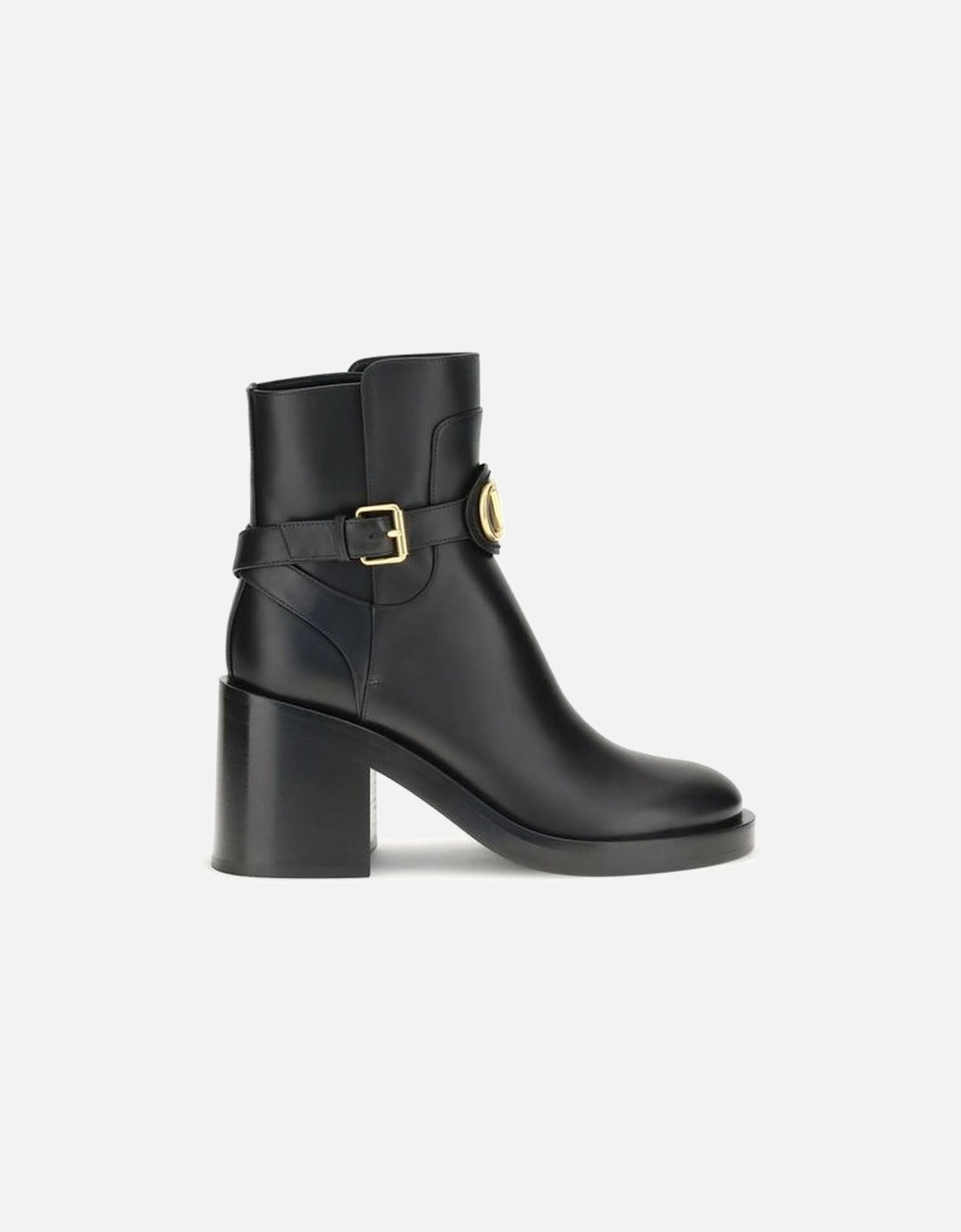 Leather Ankle Boots with Buckle Detailing Women - Black, 4 of 3