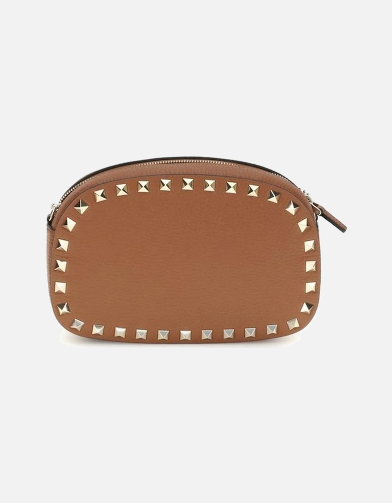 Leather Quilted Shoulder Bag with Chain Strap Women - Brown