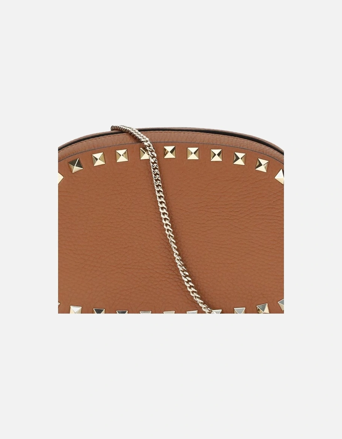 Leather Quilted Shoulder Bag with Chain Strap Women - Brown
