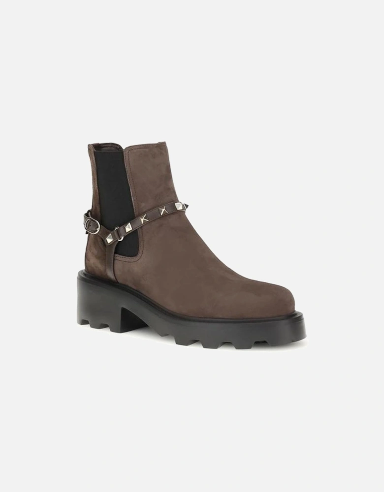 Leather Ankle Boots with Pointed Toe Women - Brown