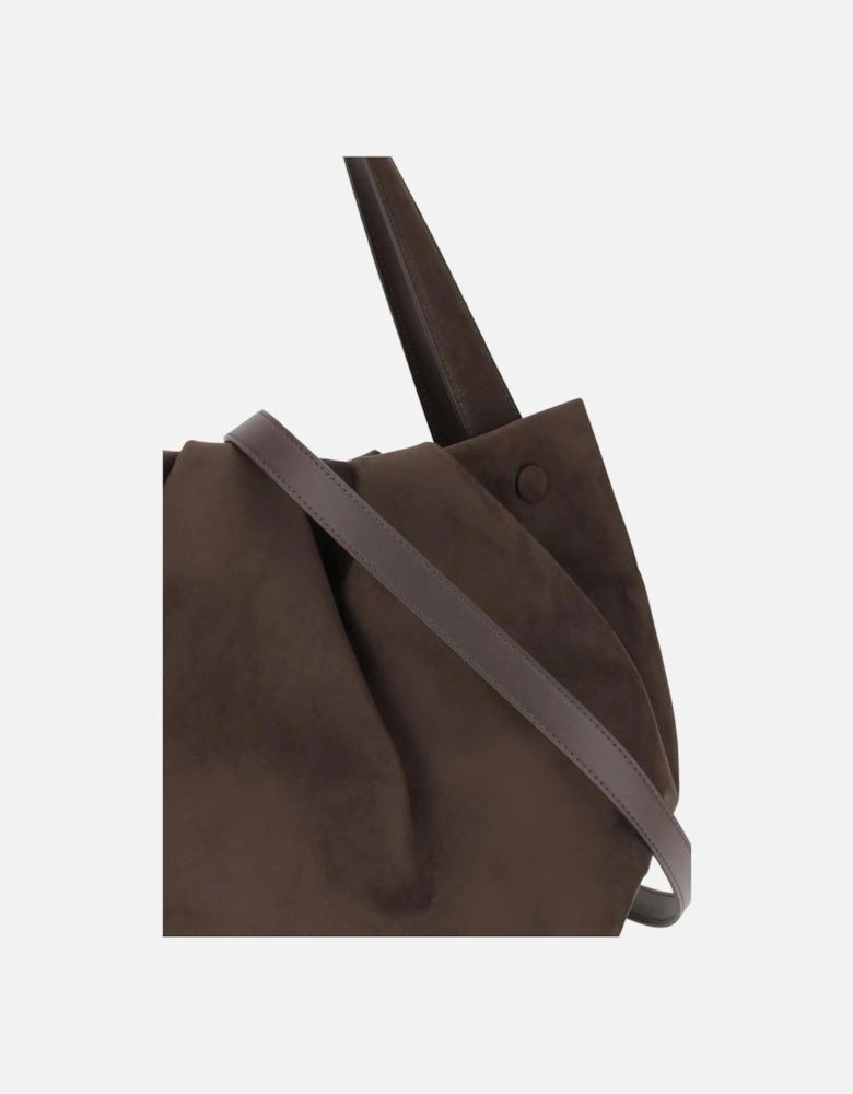 Gathered Leather Handbag Women - Brown Shoulder Bags