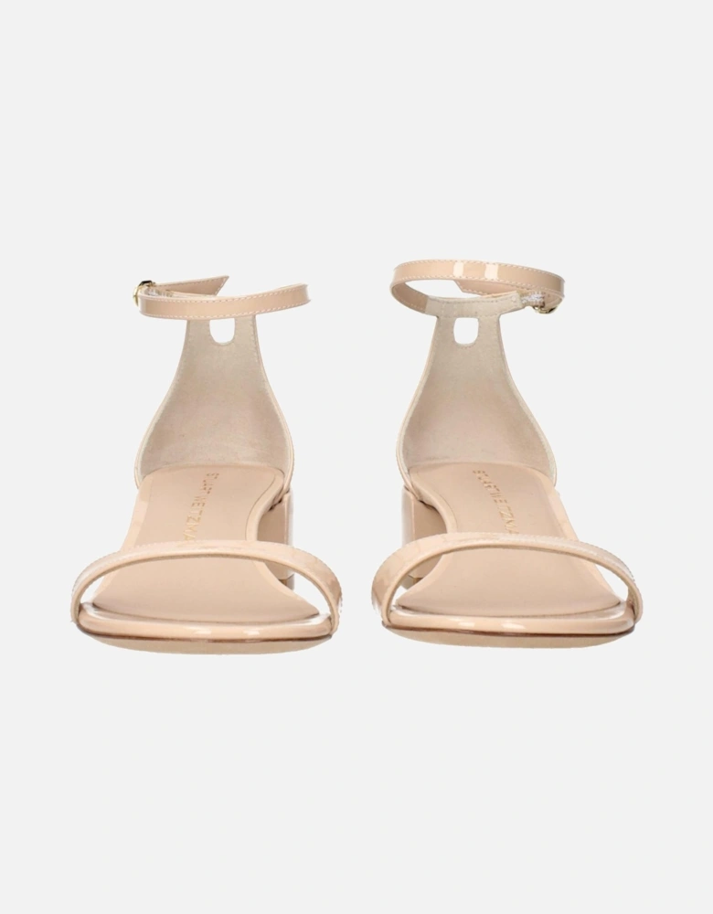 Leather Platform Ankle Boots with Buckle Detailing Women - Beige
