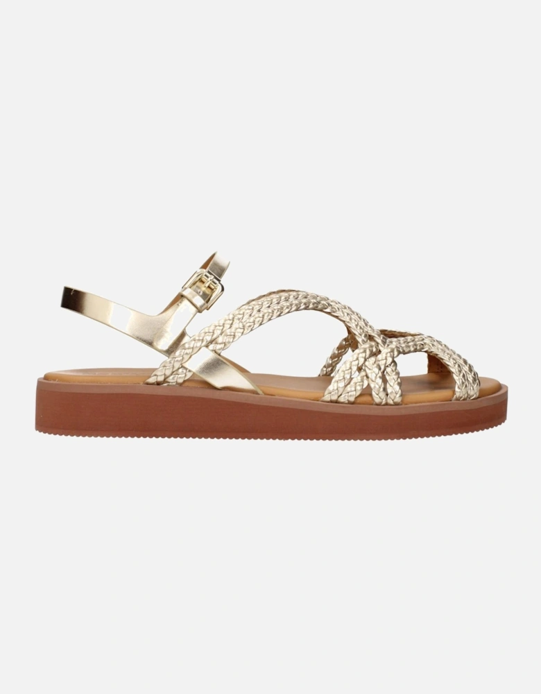 Leather Biker Jacket with Zipper Details Women - Gold Sandals