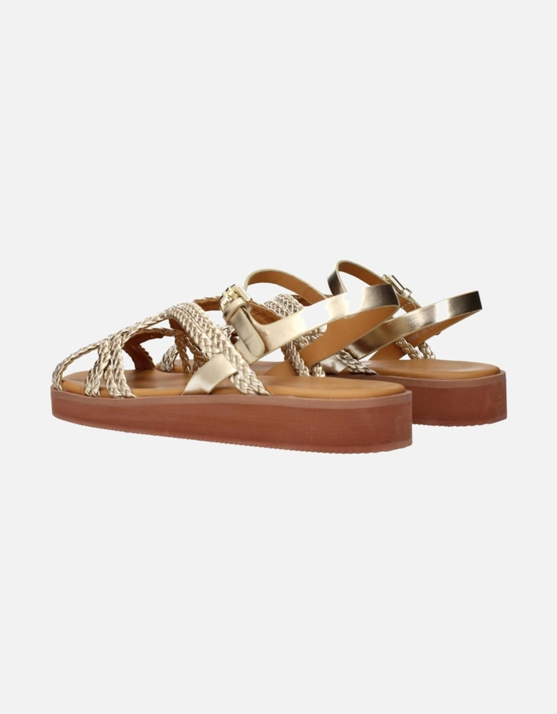 Leather Biker Jacket with Zipper Details Women - Gold Sandals