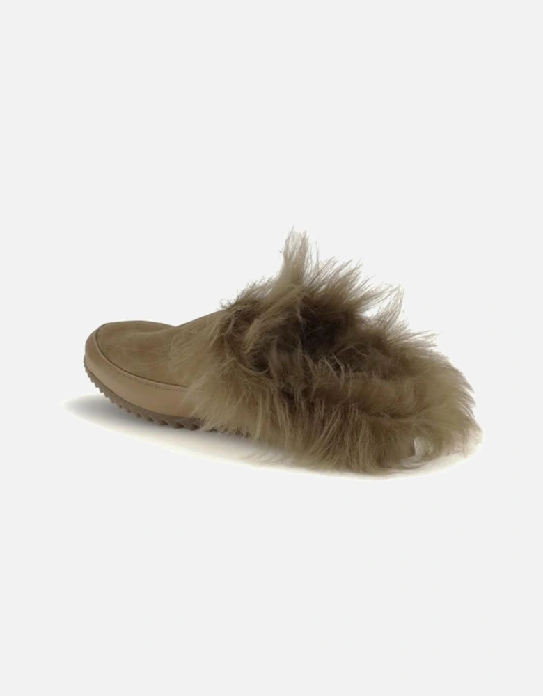 Leather Slip-On Loafers with Gold-tone Hardware Women - Beige Sandals