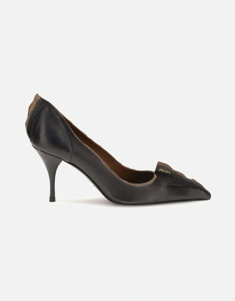 Leather Ankle Boots with Block Heel Women - Black Pumps