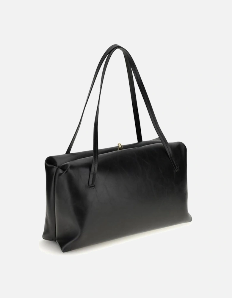Leather Quilted Chain Shoulder Bag Women - Black