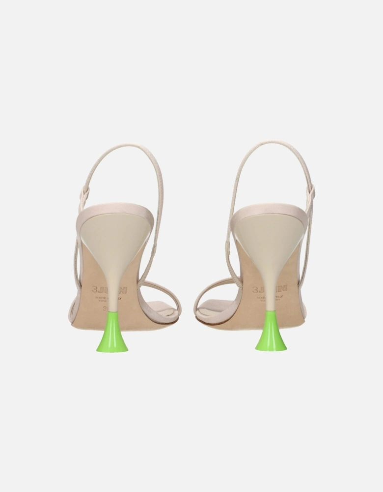 Leather Ankle-Strap Block Heel Sandals Women - Beige
