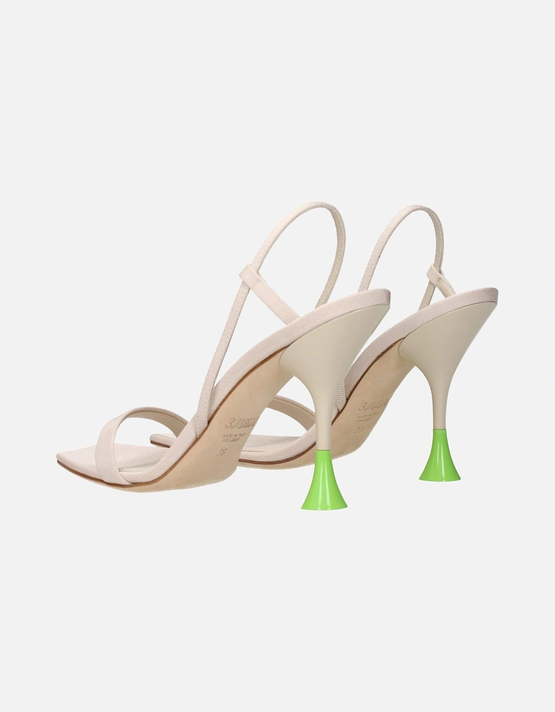Leather Ankle-Strap Block Heel Sandals Women - Beige