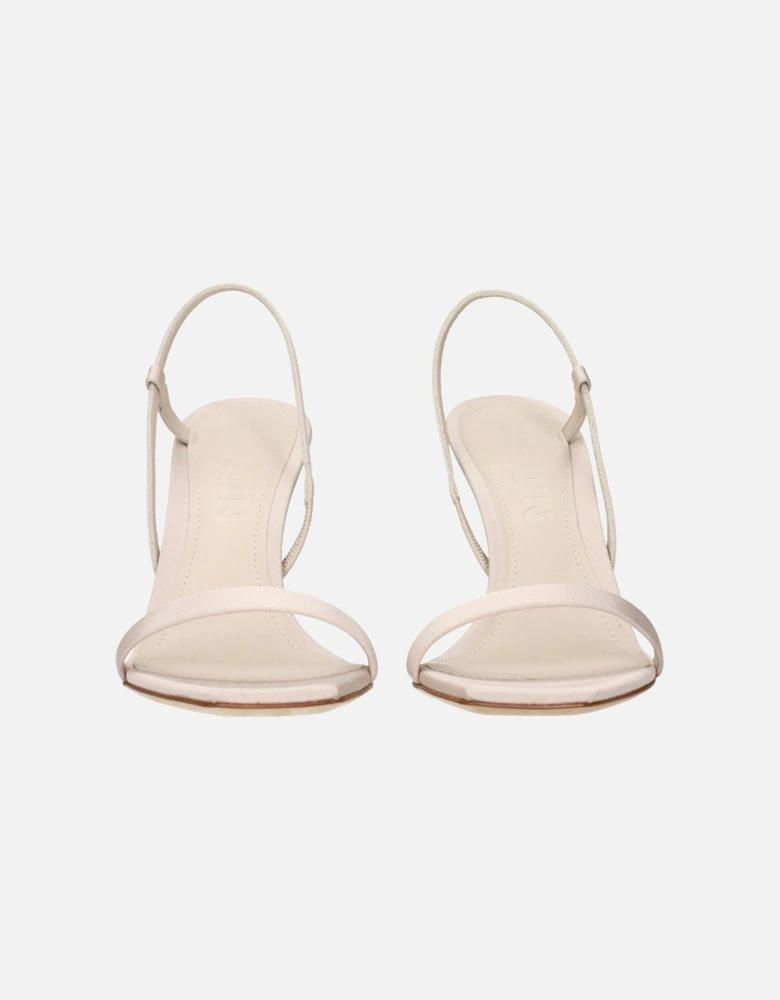 Leather Ankle-Strap Block Heel Sandals Women - Beige