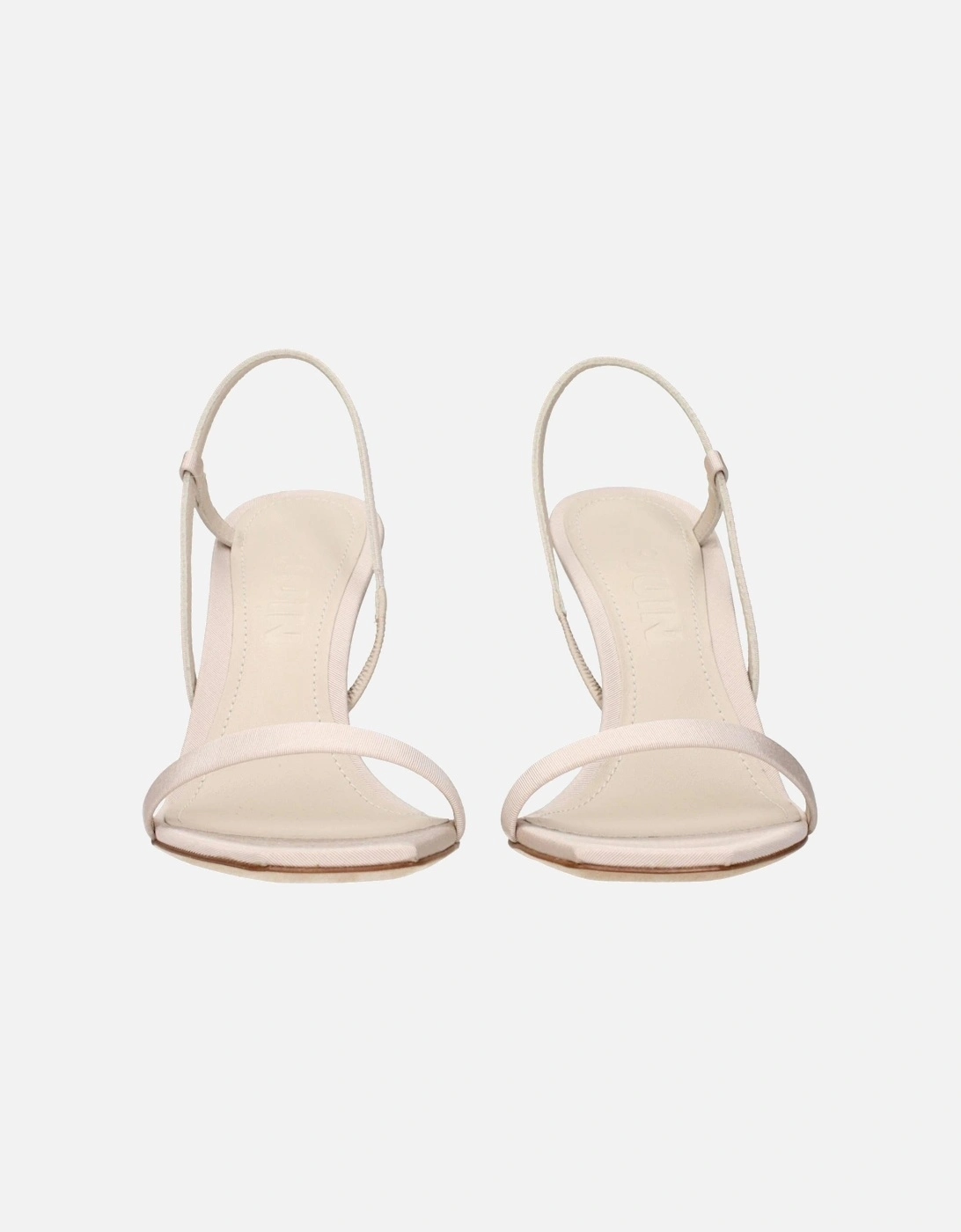 Leather Ankle-Strap Block Heel Sandals Women - Beige
