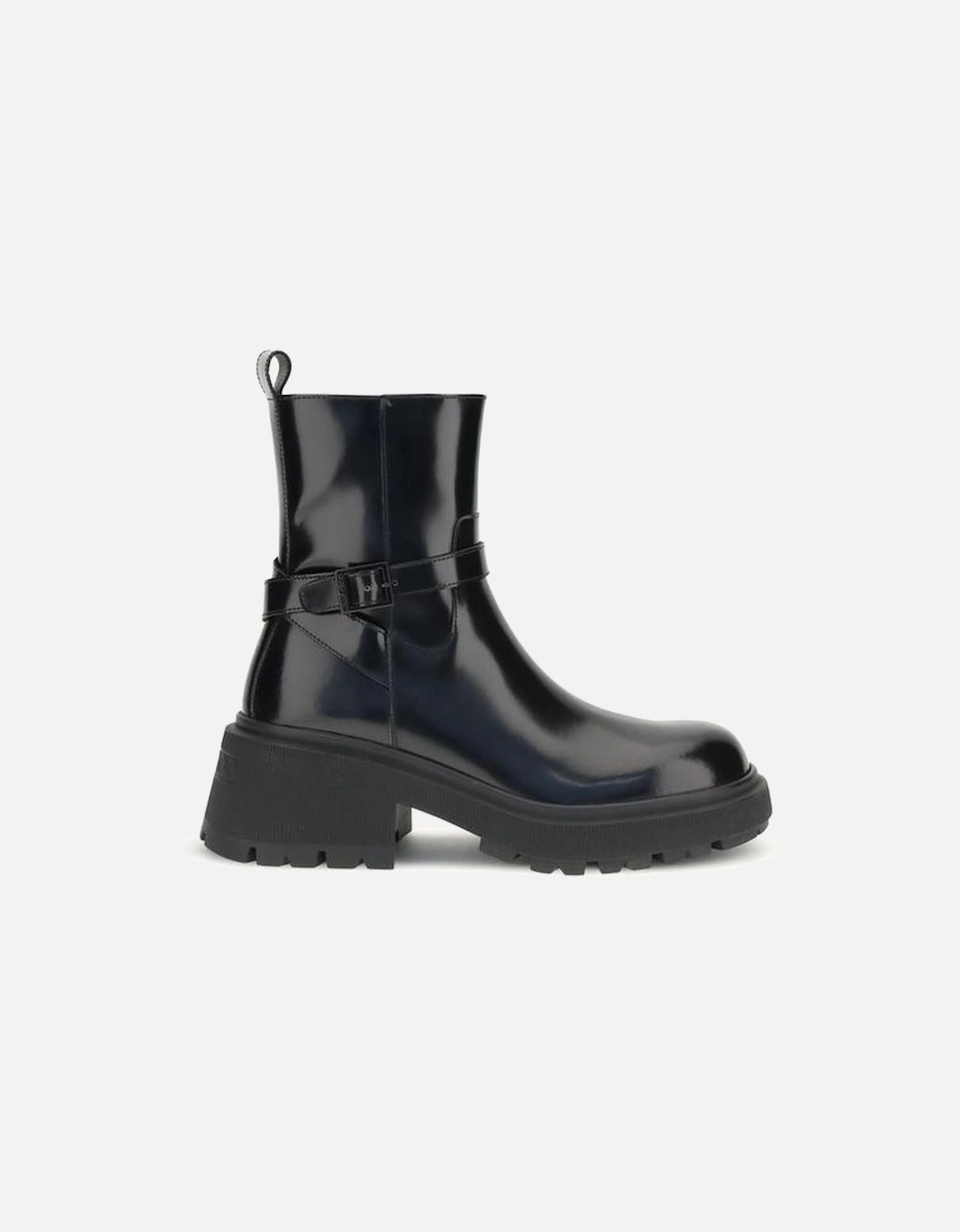 Leather High-Top Sneakers with Perforated Detail Women - Black Boots, 4 of 3
