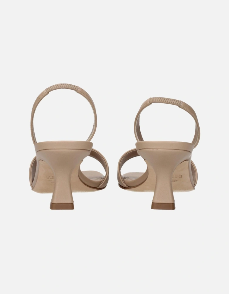Leather Tote Bag with Top Handles Women - Beige Sandals