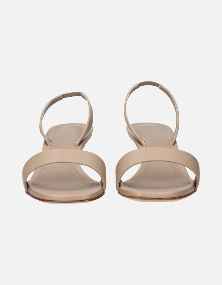 Leather Tote Bag with Top Handles Women - Beige Sandals