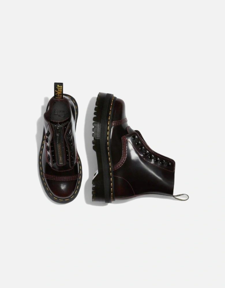 Ankle Leather Boots with Zip Fastening Women - Bordeaux
