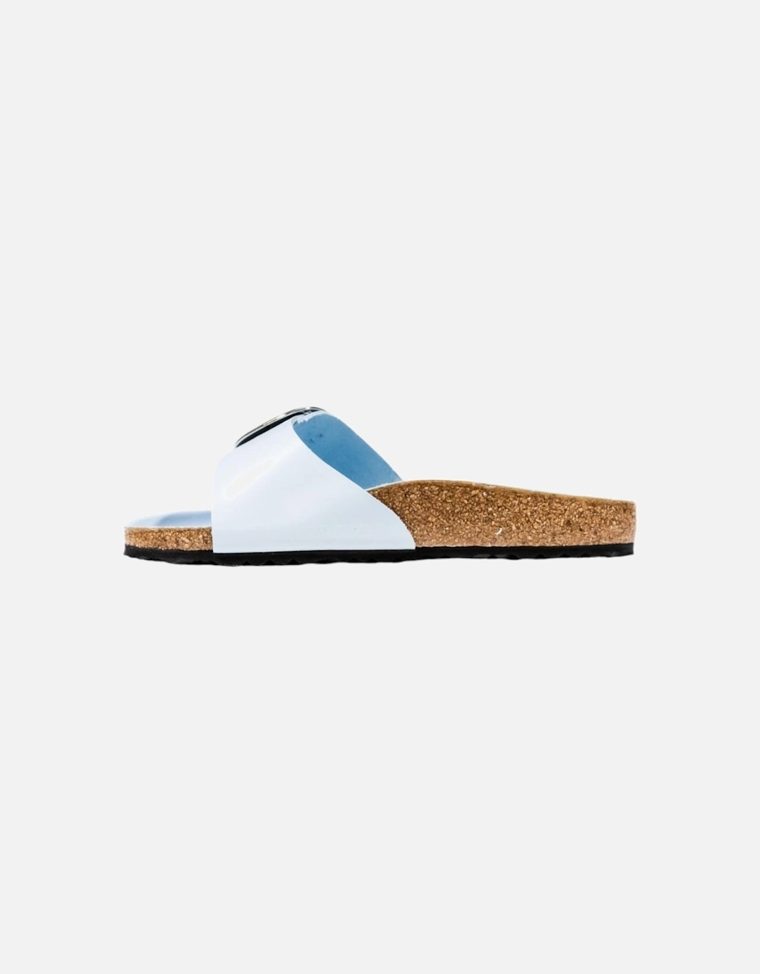 Faux Leather Buckle Slippers Women - Light Blue