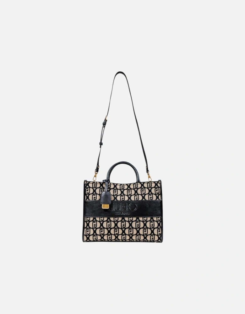 Printed Handbag with Shoulder Strap Women - Black Bags