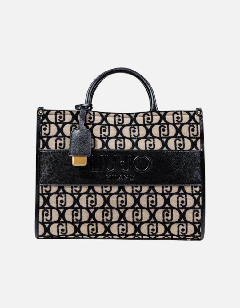 Printed Handbag with Shoulder Strap Women - Black Bags
