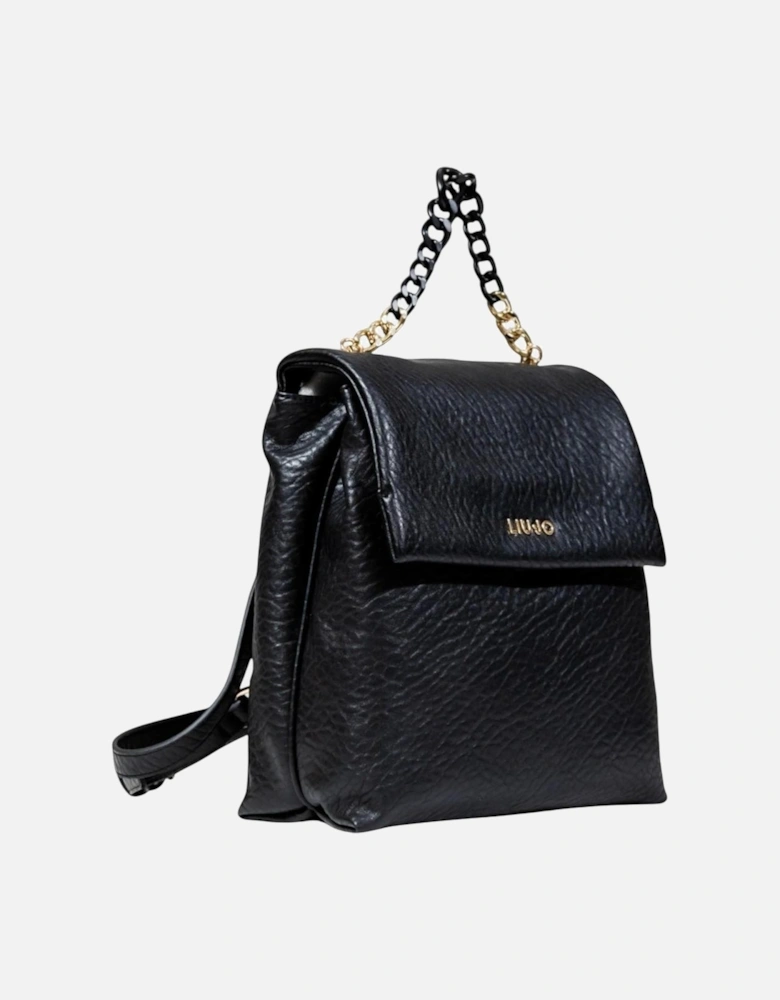 Automatic Button Rucksack with Inside Pockets Women - Black Bags