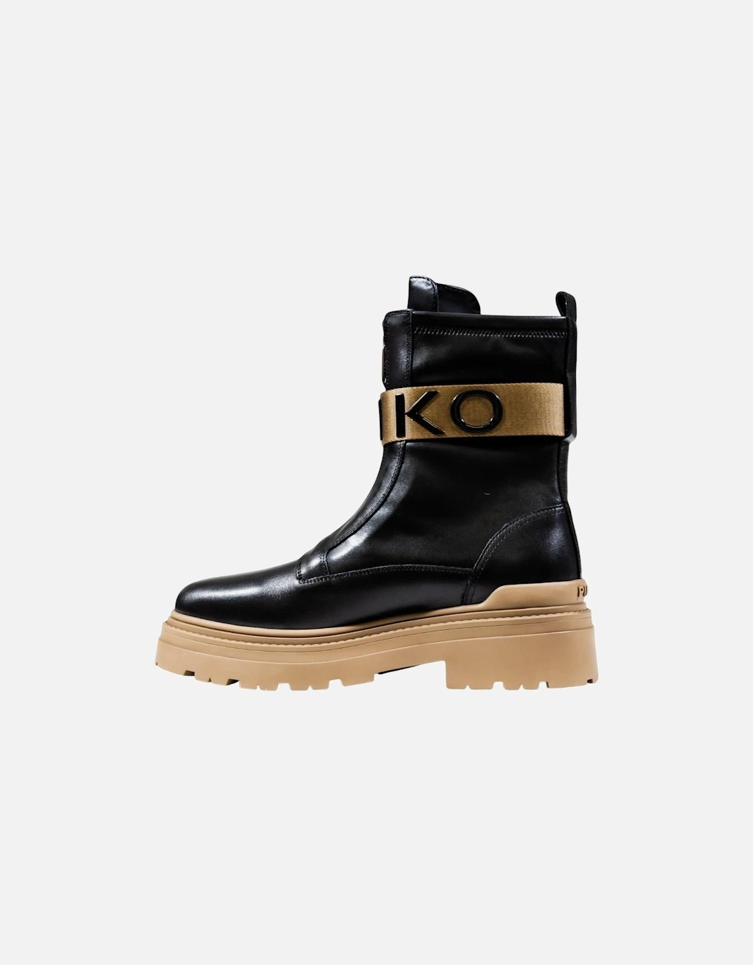 Round Toe Leather Boots with Zip Fastening Women - Black
