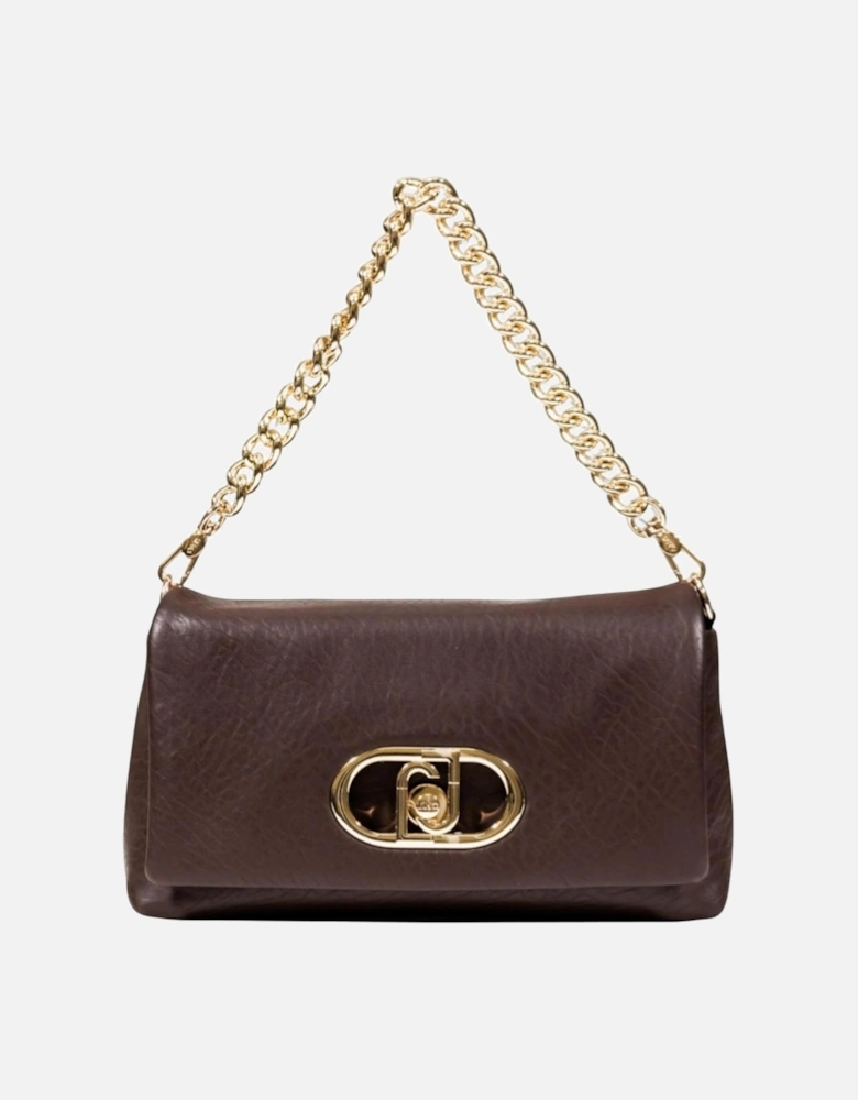 Automatic Button Handbag with Inside Pockets Women - Brown Bags