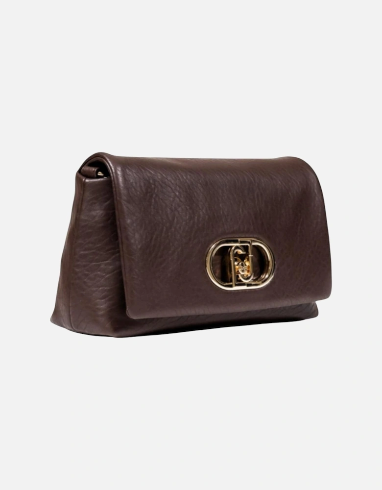 Automatic Button Handbag with Inside Pockets Women - Brown Bags