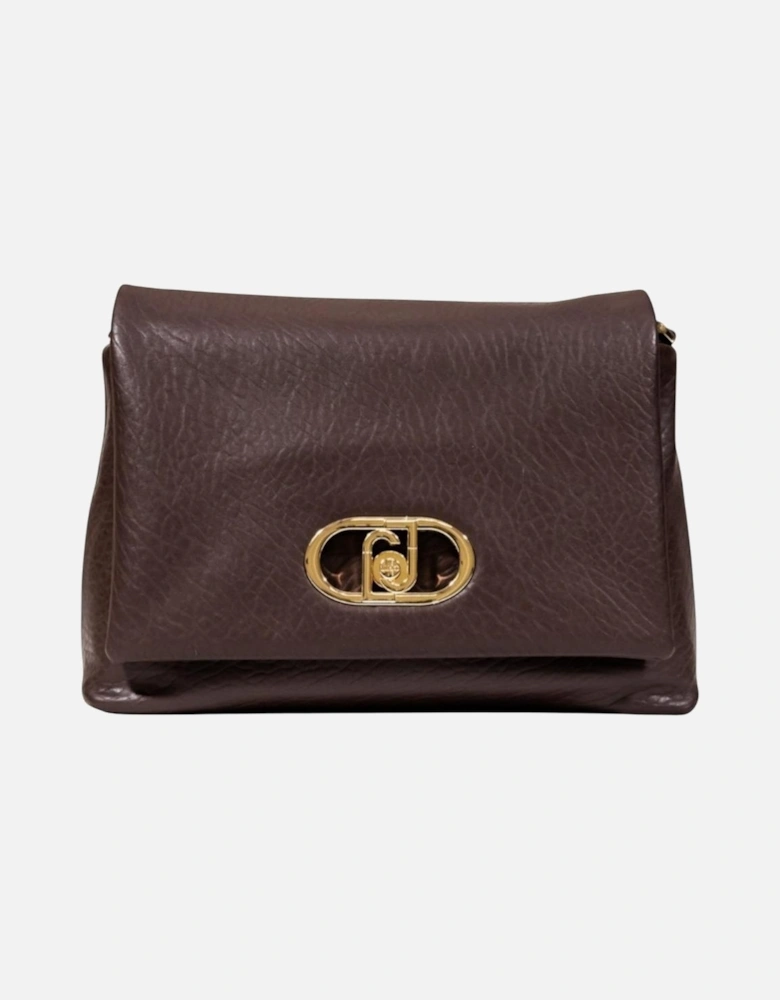 Handbag with Hook Button Fastening and Inside Pocket Women - Brown