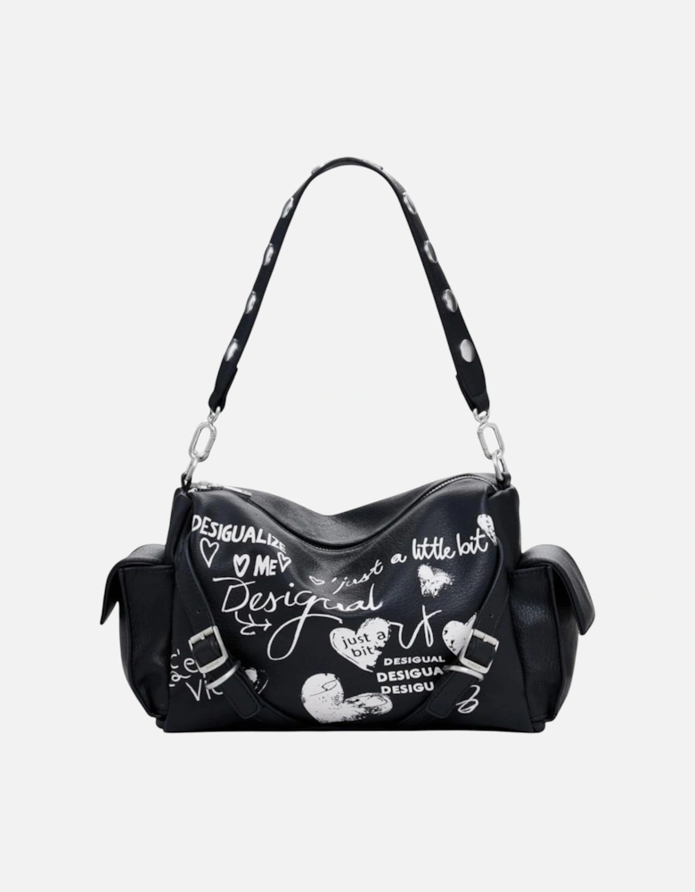 Handbag with Print and Shoulder Strap Women - Black Bags