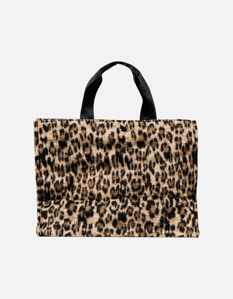 Leopard Print Handbag with Shoulder Strap Women - Beige Bags