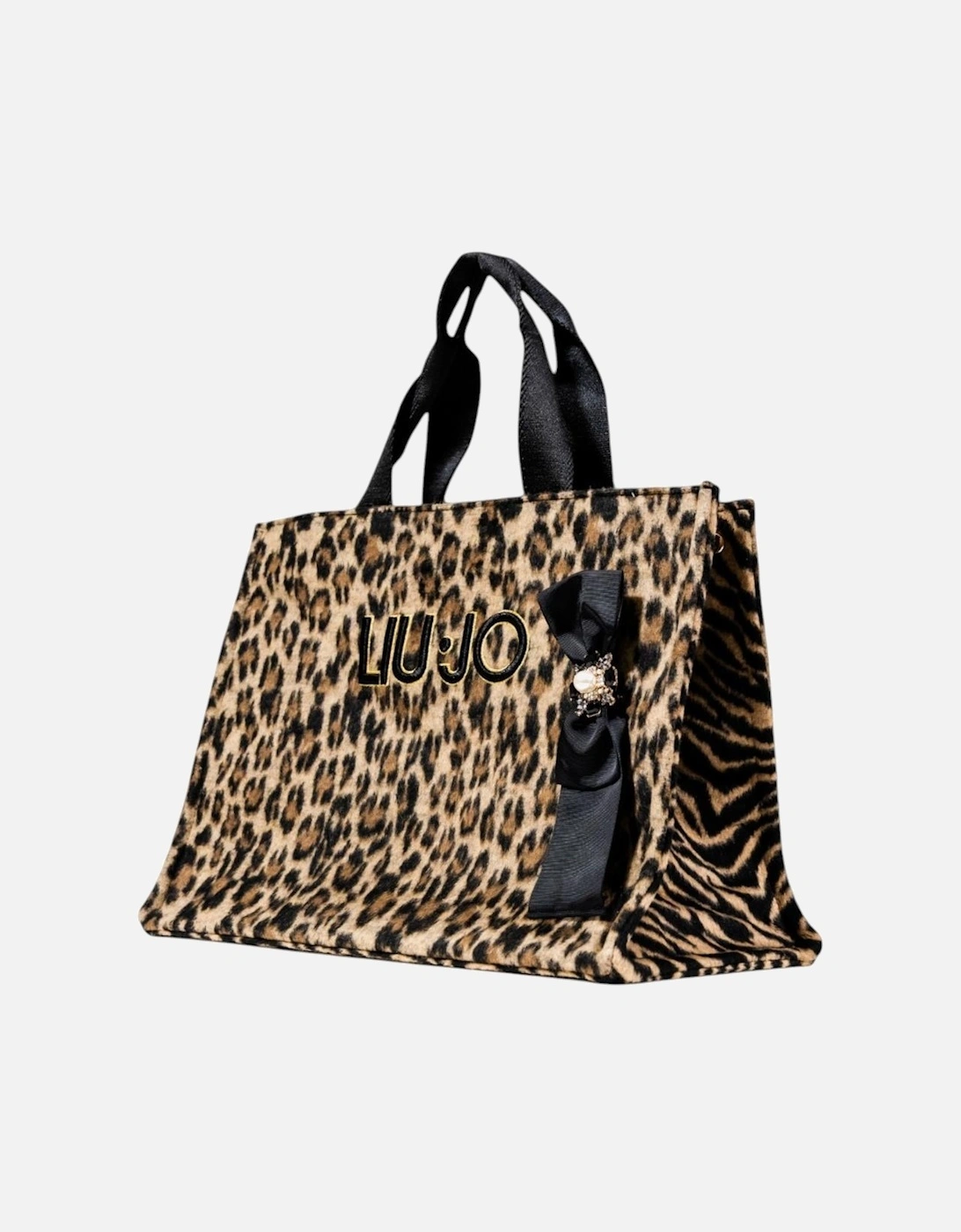 Leopard Print Handbag with Shoulder Strap Women - Beige Bags