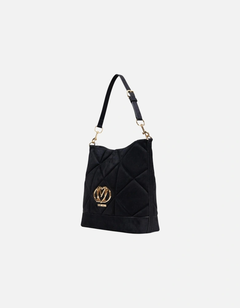 Suede Handbag with Zip Fastening Women - Black Bags