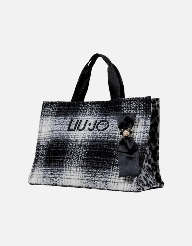 Checked Handbag with Shoulder Strap Women - Black Bags