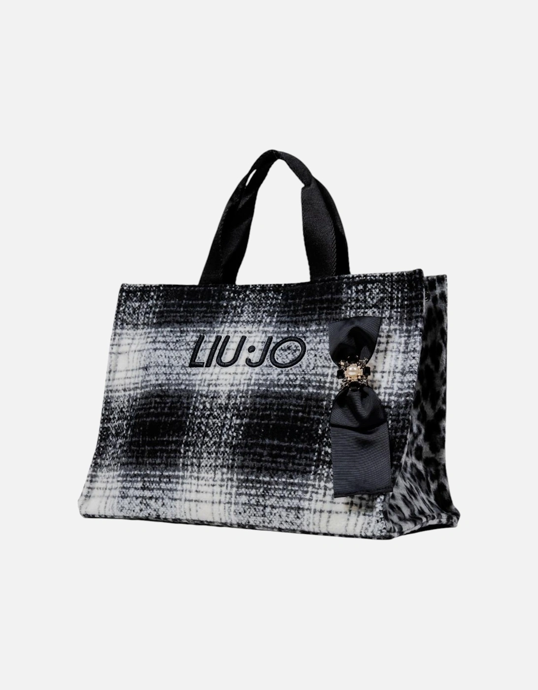 Checked Handbag with Shoulder Strap Women - Black Bags
