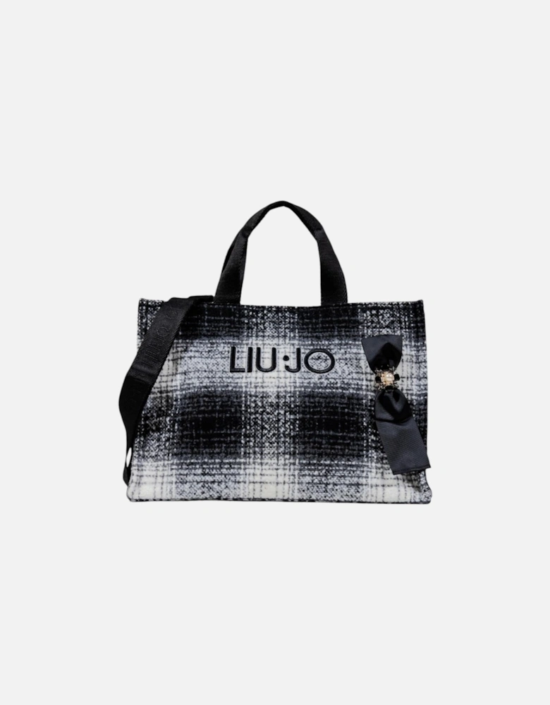Checked Handbag with Shoulder Strap Women - Black Bags