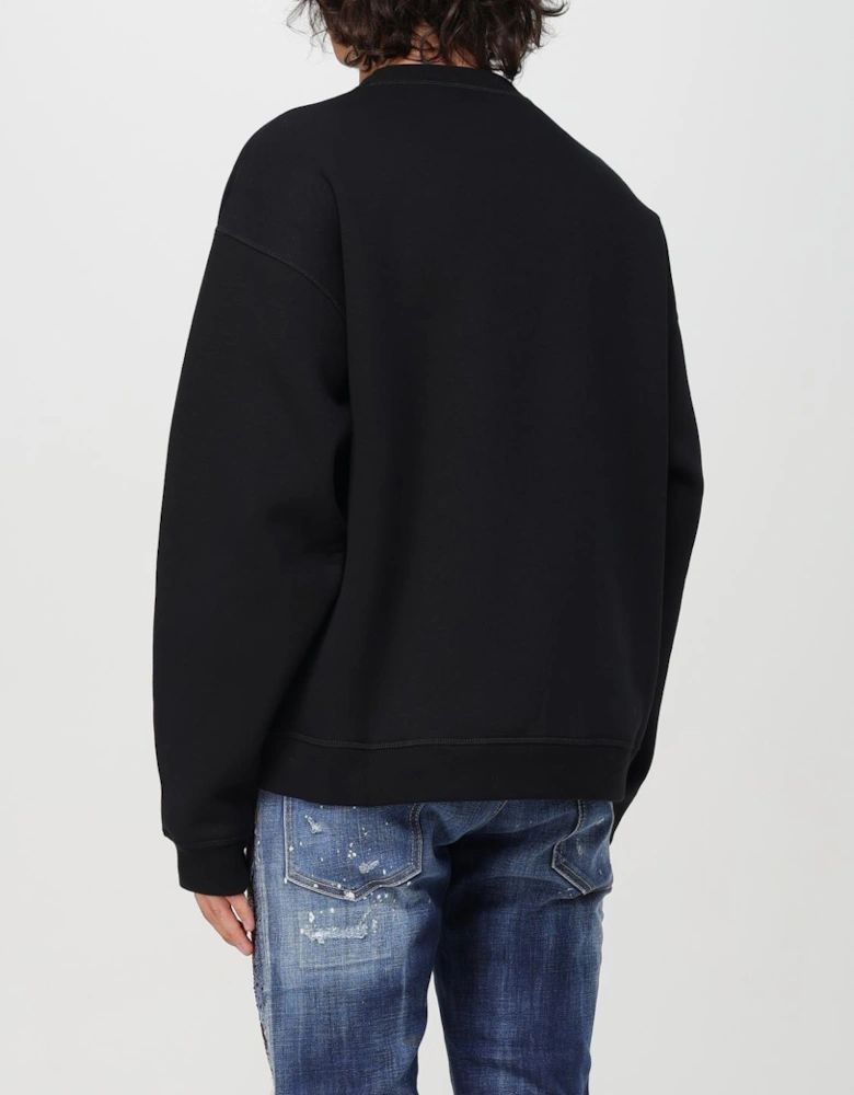 Icon Sweatshirt Black Cotton Crew Neck