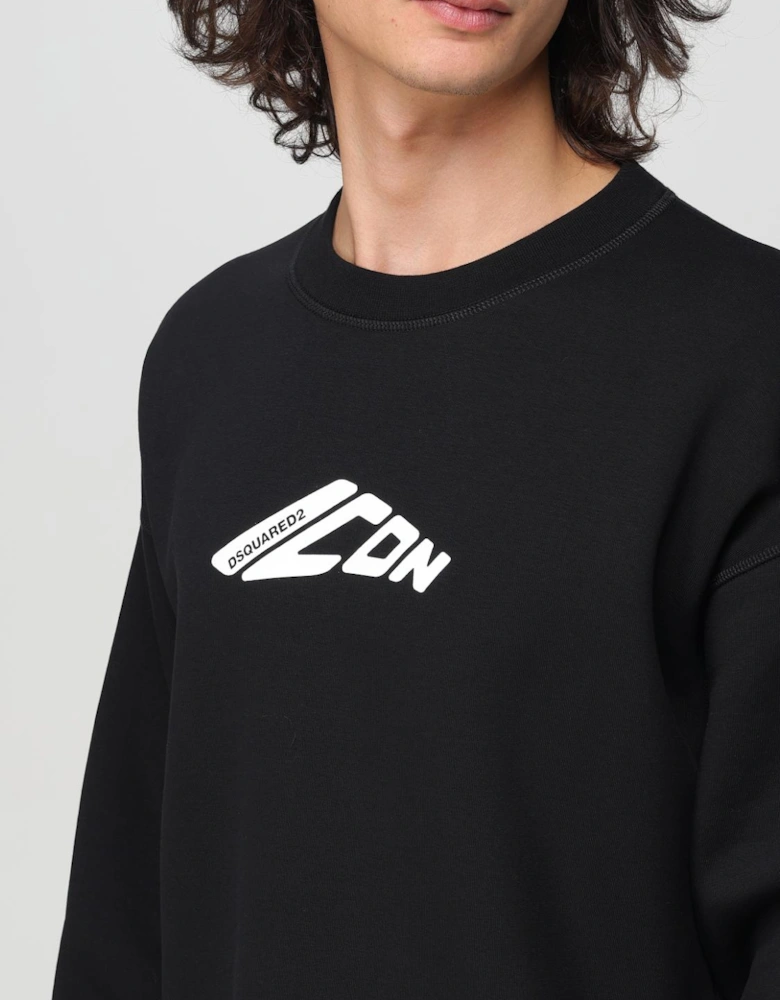 Icon Sweatshirt Black Cotton Crew Neck