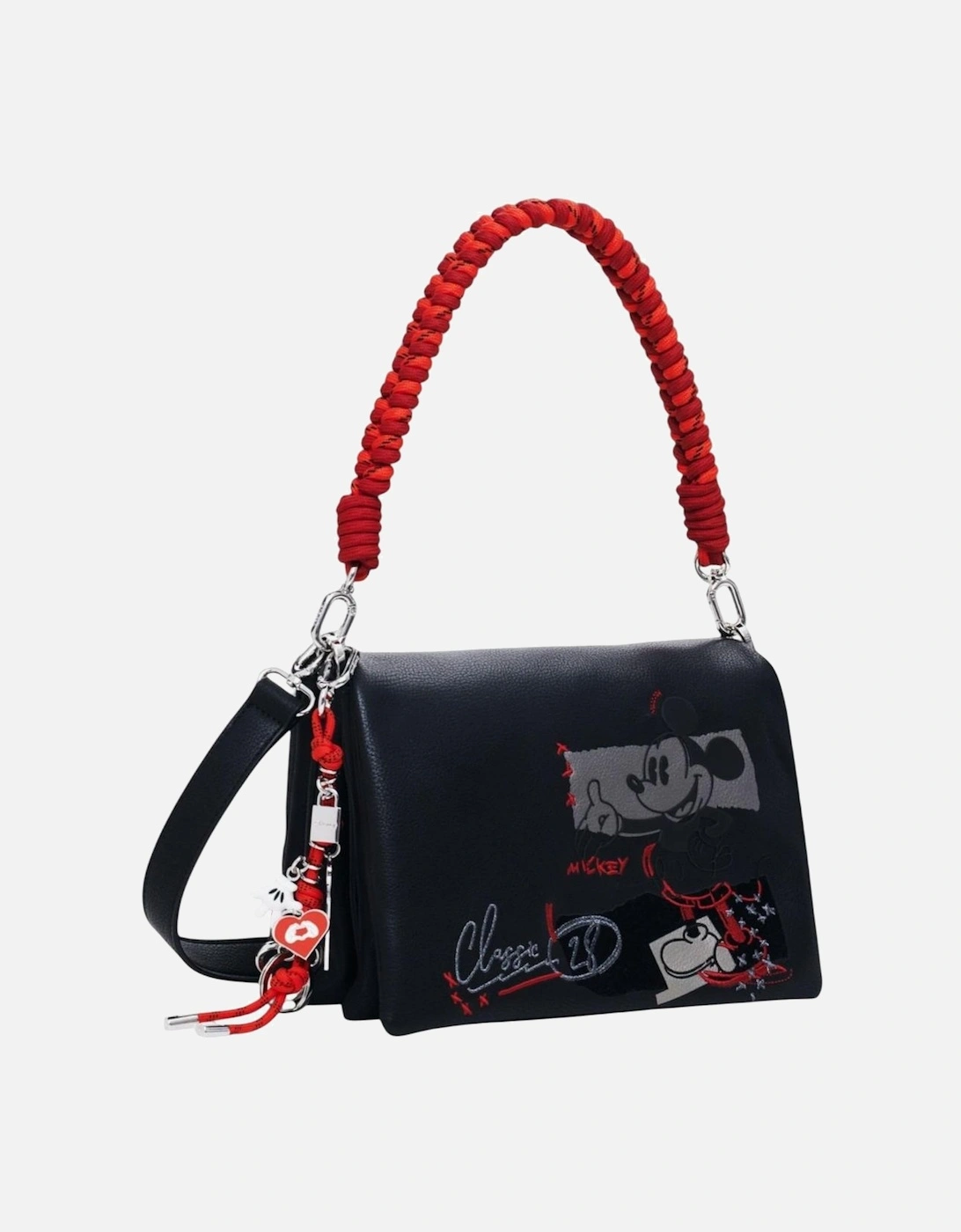 Printed Handbag with Shoulder Strap and Inside Pockets Women - Black