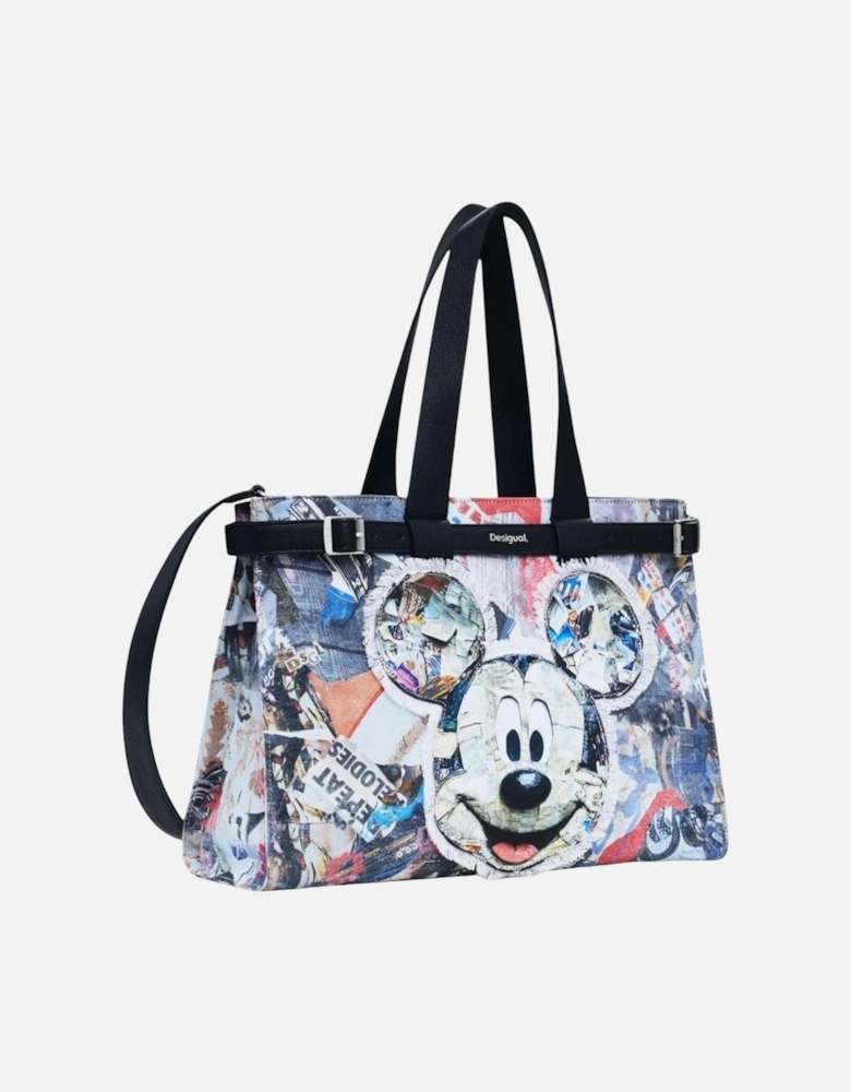 Printed Handbag with Shoulder Strap and Inside Pockets Women - Black