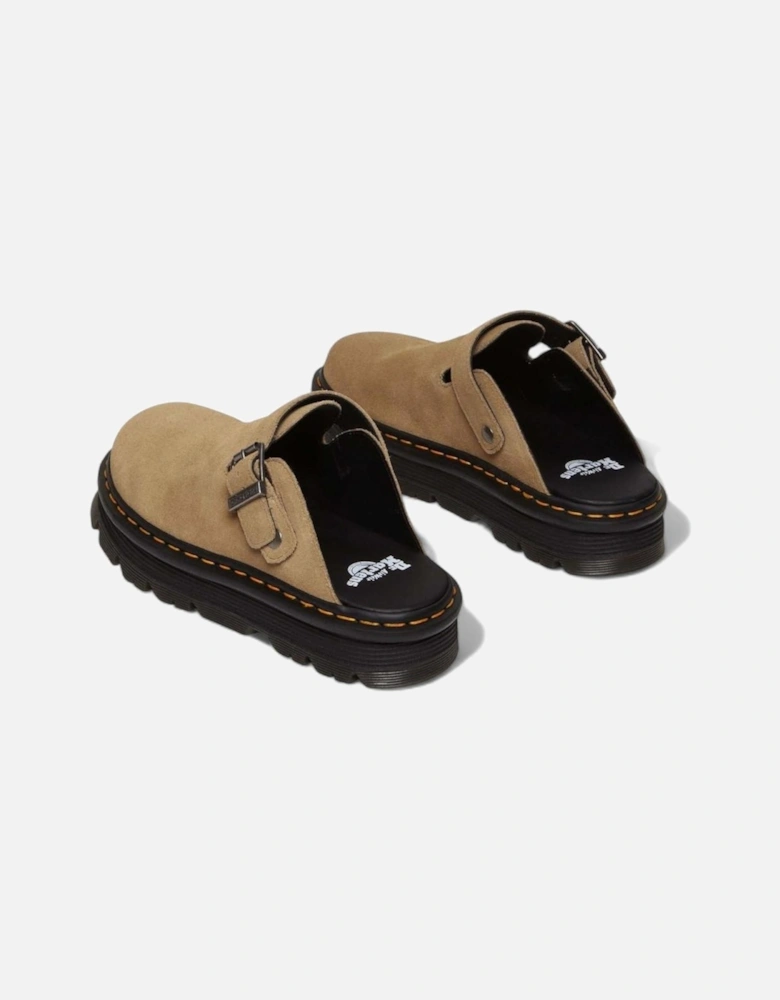 Leather Round Toe Slippers Women - Beige