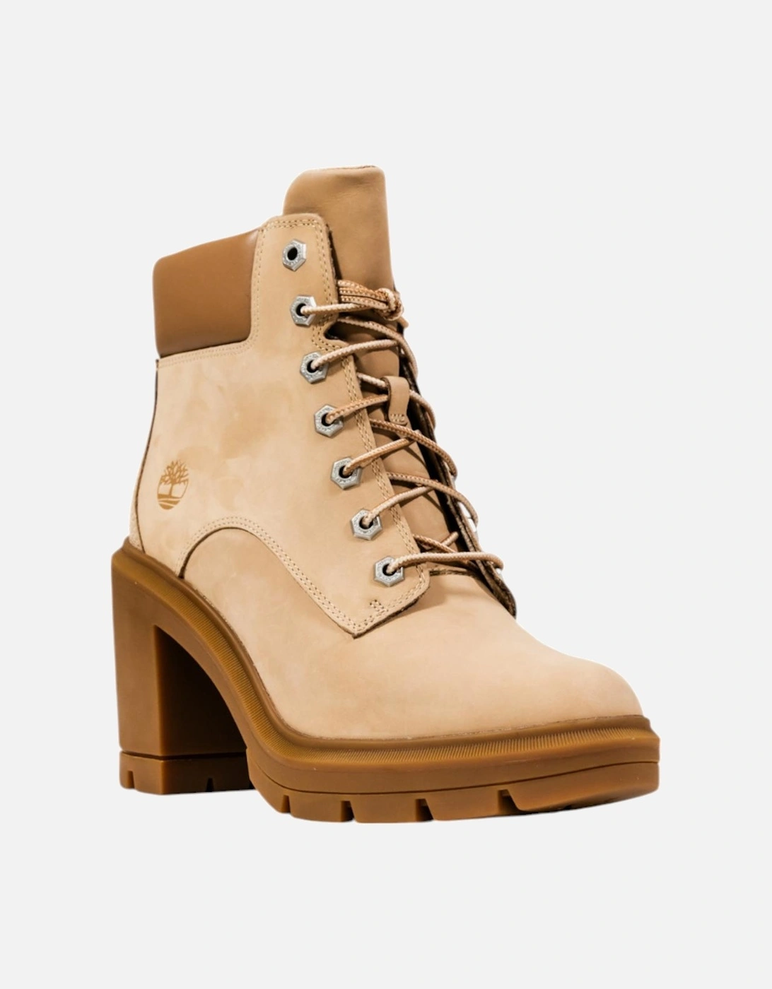Ankle Boots with Block Heel and Round Toe Women - Beige