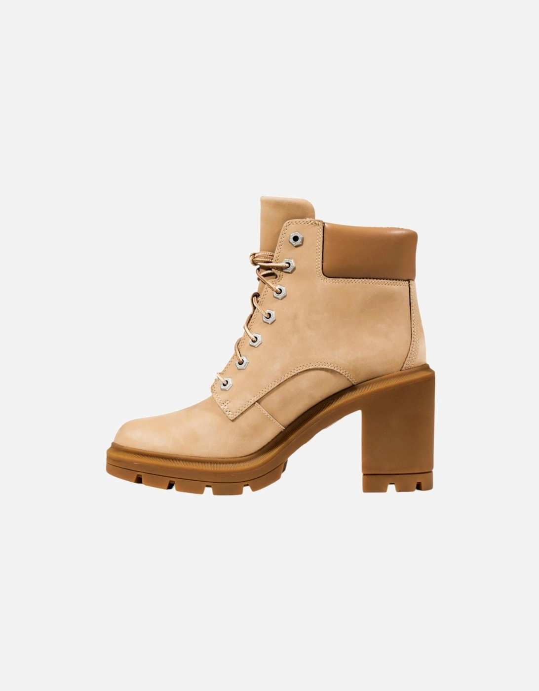 Ankle Boots with Block Heel and Round Toe Women - Beige