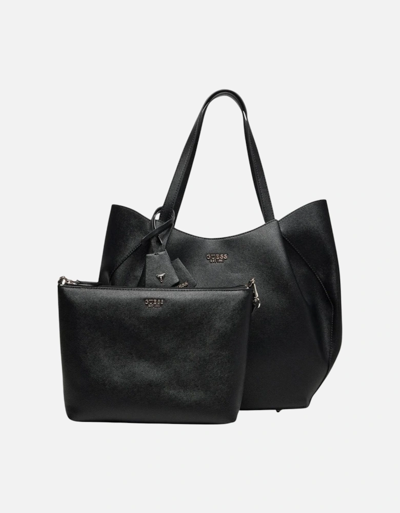 Handbag with Button Fastening and Inside Pocket Women - Black Bags